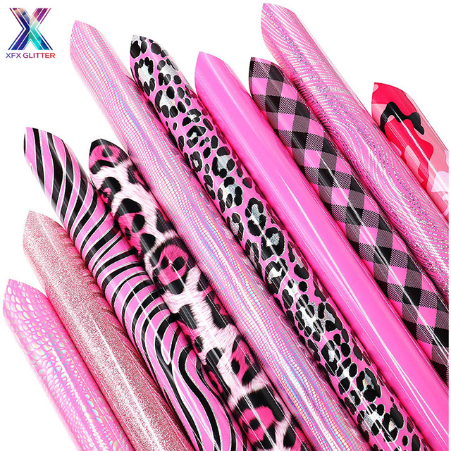 XFX HTV 10 Sheets Pink Holographic Glitter Pattern Heat Transfer Vinyl 12 x  10 Inch Bundle Leopard Print HTV Iron on for T-Shirt - AliExpress